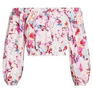 The Andamane NWT Dallas abstract floral off the shoulder crop top
